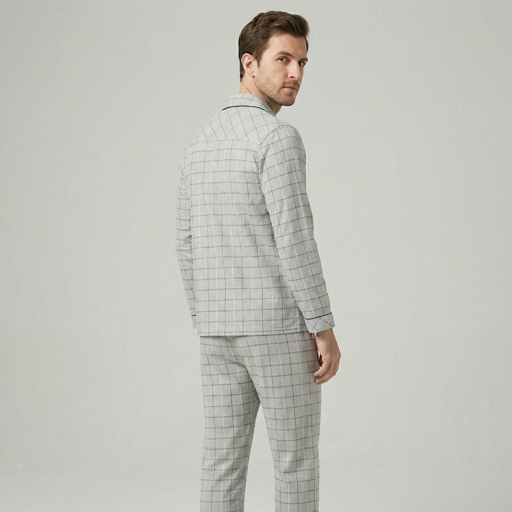 VierraSol | Conjunto de Pijamas para Hombre con Camisa de Botones y Pantalones a Cuadros