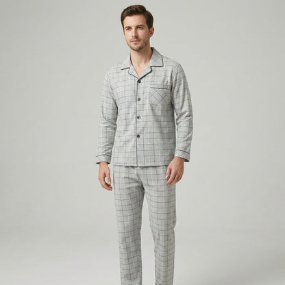 VierraSol | Conjunto de Pijamas para Hombre con Camisa de Botones y Pantalones a Cuadros