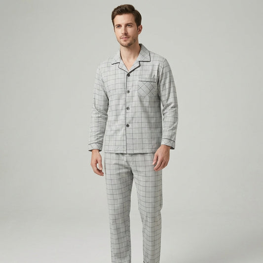 VierraSol | Conjunto de Pijamas para Hombre con Camisa de Botones y Pantalones a Cuadros