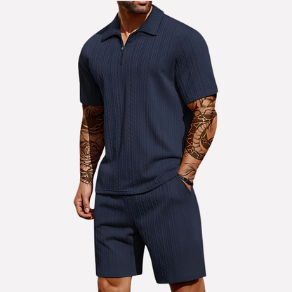 VierraSol | Conjunto de Polo y Pantalones Cortos de Cuello Cuartillo para Hombre