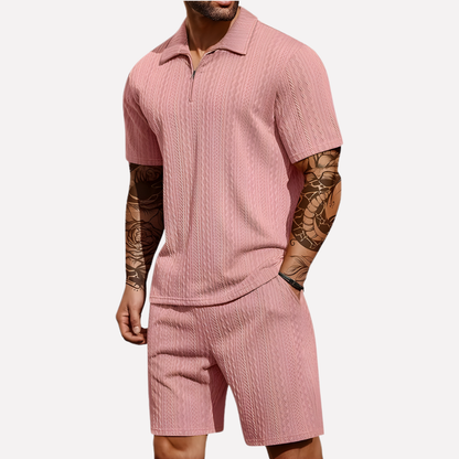 VierraSol | Conjunto de Polo y Pantalones Cortos de Cuello Cuartillo para Hombre