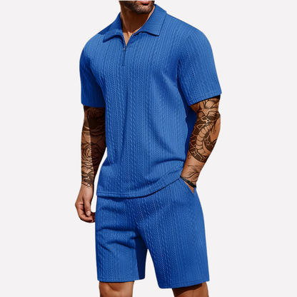 VierraSol | Conjunto de Polo y Pantalones Cortos de Cuello Cuartillo para Hombre
