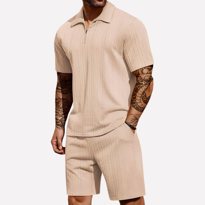 VierraSol | Conjunto de Polo y Pantalones Cortos de Cuello Cuartillo para Hombre