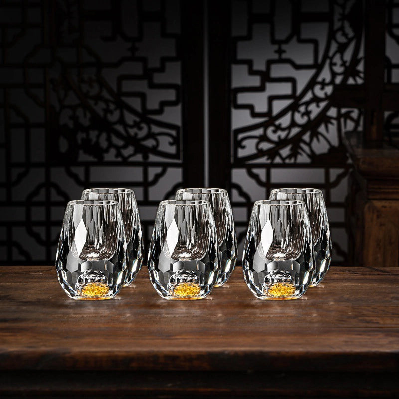 VierraSol | Copas de Cristal de Lujo con Copos de Oro – Hechas a Mano – Set de 2 – Para Whisky y Bebidas Premium