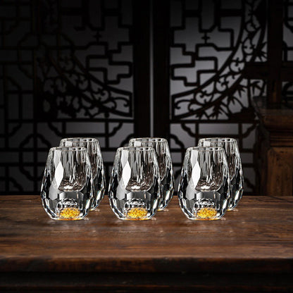 VierraSol | Copas de Cristal de Lujo con Copos de Oro – Hechas a Mano – Set de 2 – Para Whisky y Bebidas Premium