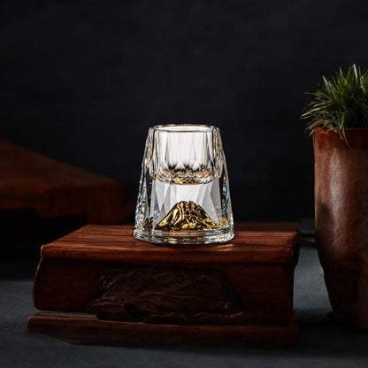VierraSol | Copas de Cristal de Lujo con Copos de Oro – Hechas a Mano – Set de 2 – Para Whisky y Bebidas Premium