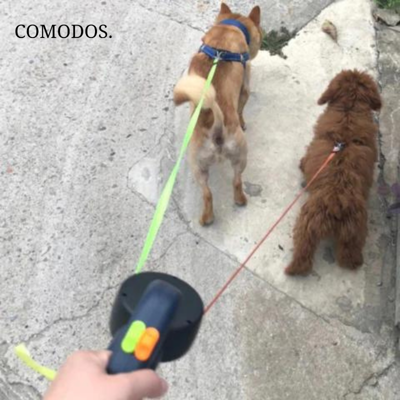 VierraSol | Correa para Perros con Luz LED, Línea Doble Retráctil