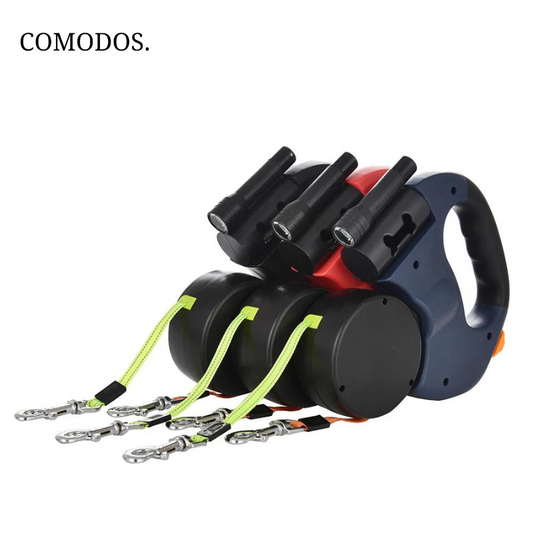 VierraSol | Correa para Perros con Luz LED, Línea Doble Retráctil
