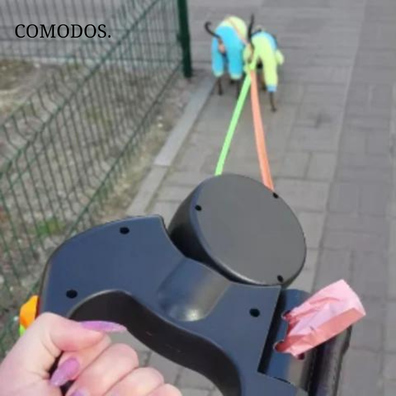 VierraSol | Correa para Perros con Luz LED, Línea Doble Retráctil