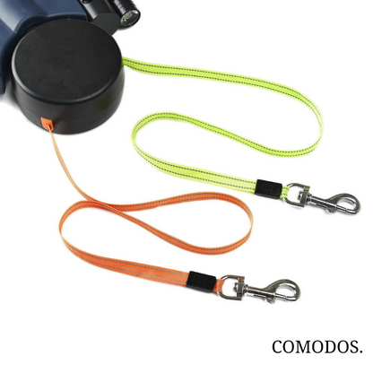 VierraSol | Correa para Perros con Luz LED, Línea Doble Retráctil