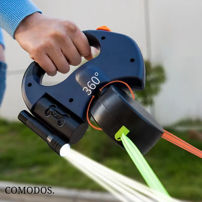 VierraSol | Correa para Perros con Luz LED, Línea Doble Retráctil