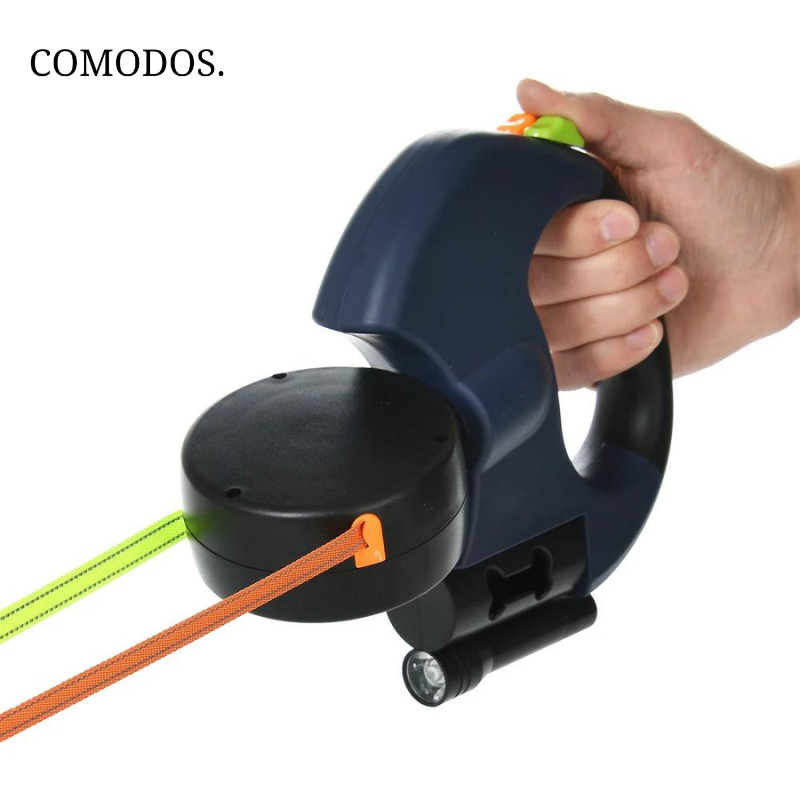 VierraSol | Correa para Perros con Luz LED, Línea Doble Retráctil