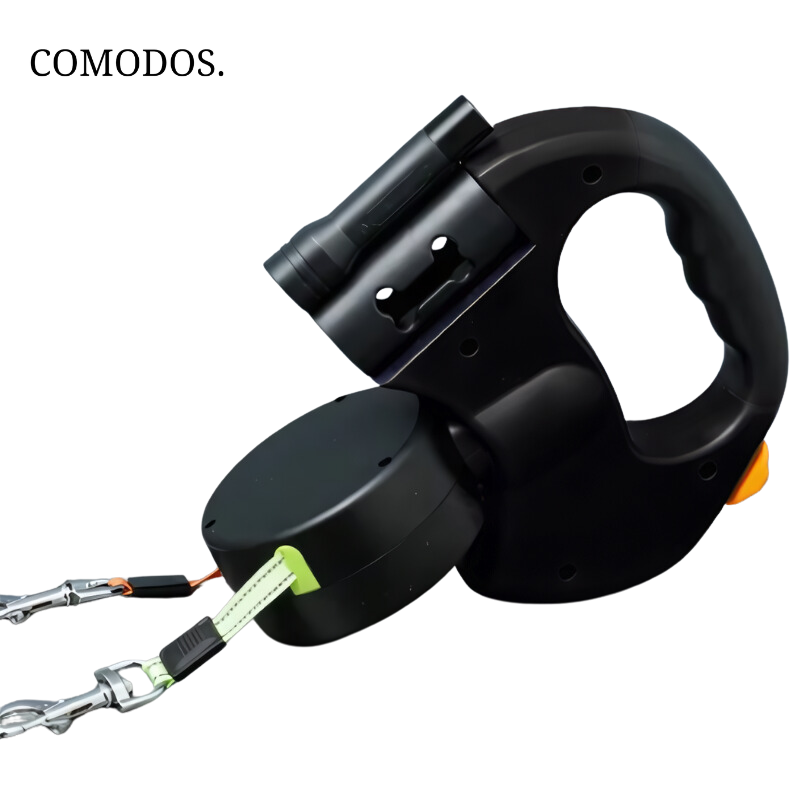 VierraSol | Correa para Perros con Luz LED, Línea Doble Retráctil