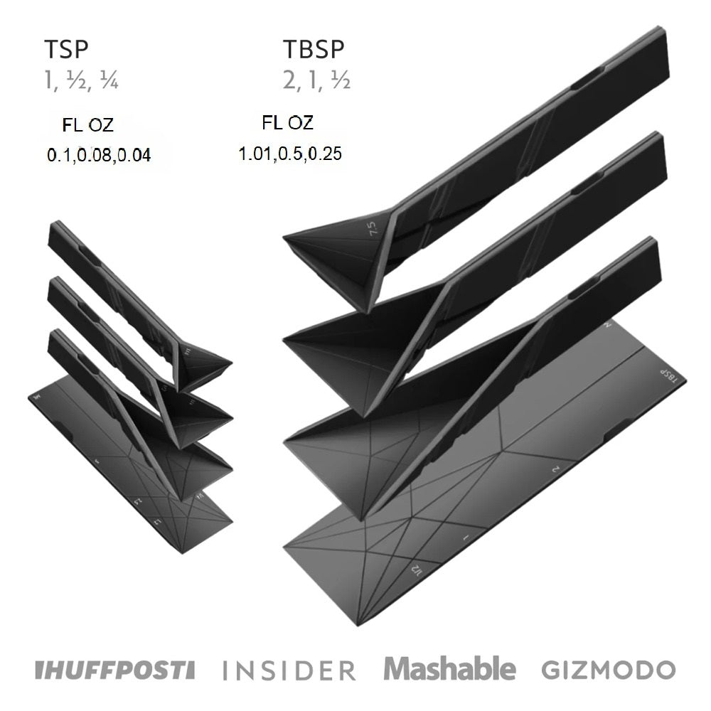 VierraSol | Cucharas Medidoras Plegables 3 en 1 | Diseño Magnético TriScoop | Herramienta de Cocina que Ahorra Espacio