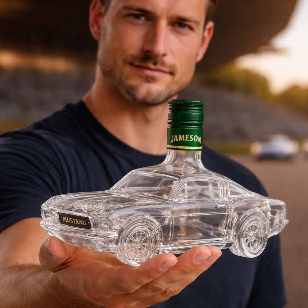 VierraSol | Decantador de Whisky Mustang | Diseño Mustang | Vidrio Hecho a Mano
