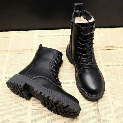 VierraSol Delphine – Botas de Invierno de Cuero Negro