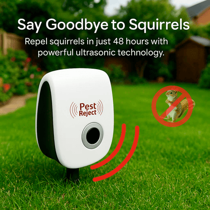 VierraSol | Dispositivo Repelente de Ardillas Ultrasónico - Control de Plagas Efectivo para Ahuyentar Ardillas en 48 Horas para Jardines y Patios
