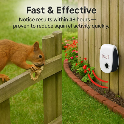 VierraSol | Dispositivo Repelente de Ardillas Ultrasónico - Control de Plagas Efectivo para Ahuyentar Ardillas en 48 Horas para Jardines y Patios