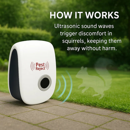 VierraSol | Dispositivo Repelente de Ardillas Ultrasónico - Control de Plagas Efectivo para Ahuyentar Ardillas en 48 Horas para Jardines y Patios