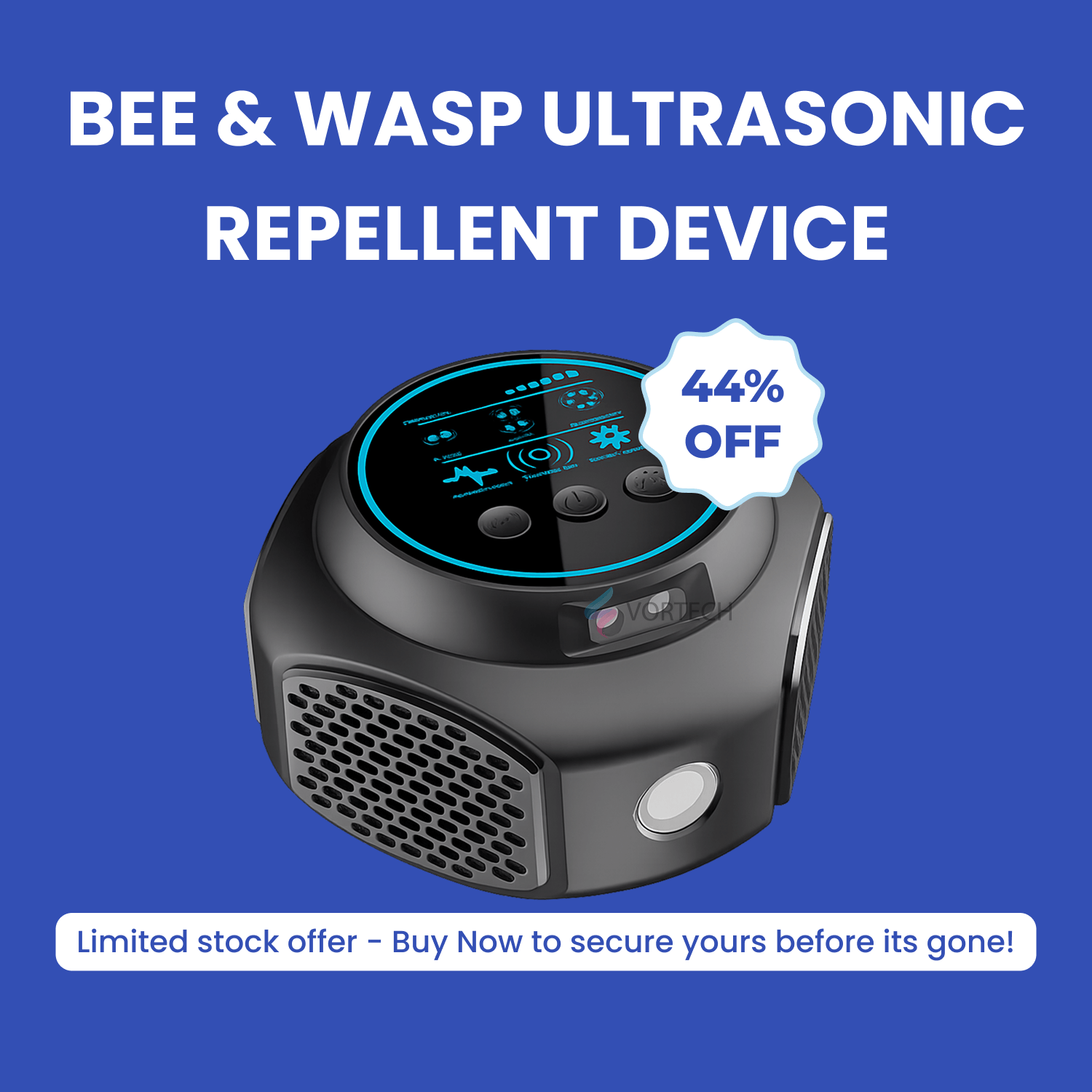 VierraSol | Dispositivo Repelente Ultrasonico de Abejas y Avispas | Sin Químicos. Cobertura de 360° para Control de Plagas en el Hogar y al Aire Libre