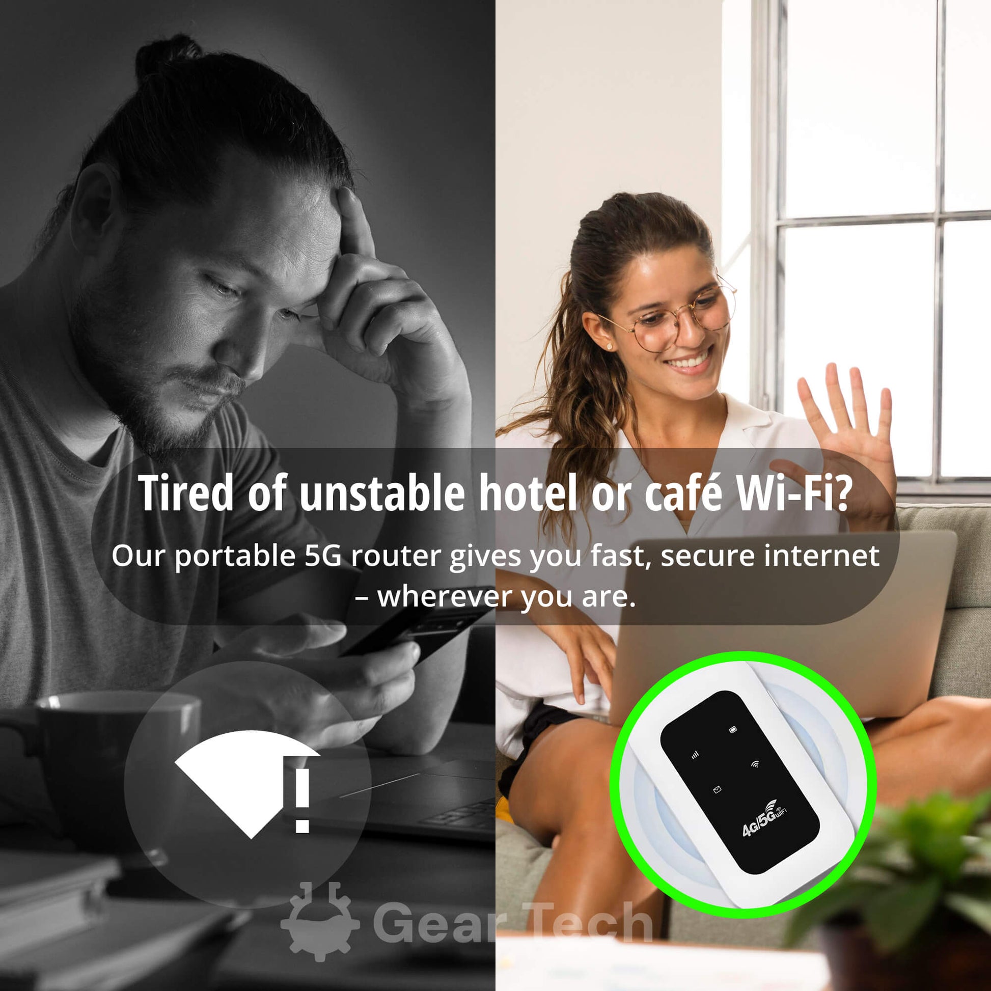 VierraSol | Enrutador Wi-Fi portátil 5G | Conexión segura y de alta velocidad para viajes y uso en casa