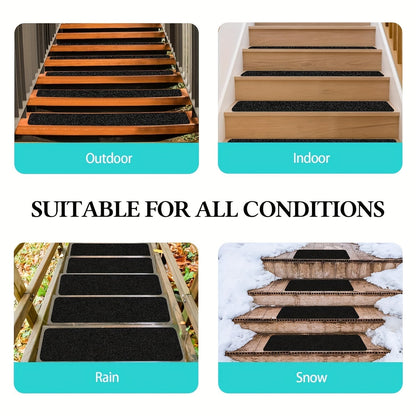 VierraSol | Escalones Antideslizantes 10-Pack – 6"x24", 80-Grano, Resistente a la Intemperie