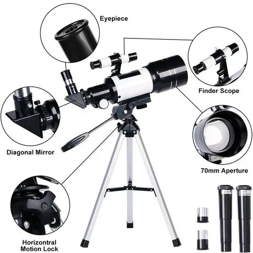 VierraSol | Explora las Estrellas con Facilidad - Telescopio Profesional con Trípode y Zoom de 150x para la Observación de la Luna