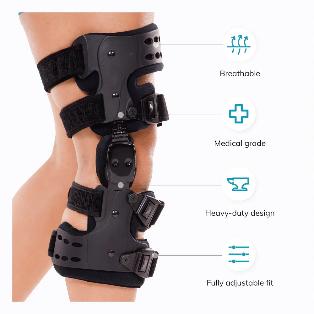 VierraSol | Férula de Rodilla Médica para Descompresión OA | Ortesis de Osteoartritis Unicompartimental | Corrección Varus/Valgus y Control de ROM | Descompresión Medial y Lateral | Rango de Movimiento Ajustable