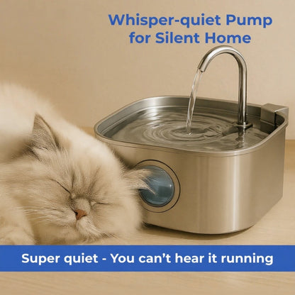 VierraSol | Fuente de Agua para Mascotas AquaSoft Whisper Quiet – 3.2L con LED, Acero Inoxidable y Filtración de 5 Etapas