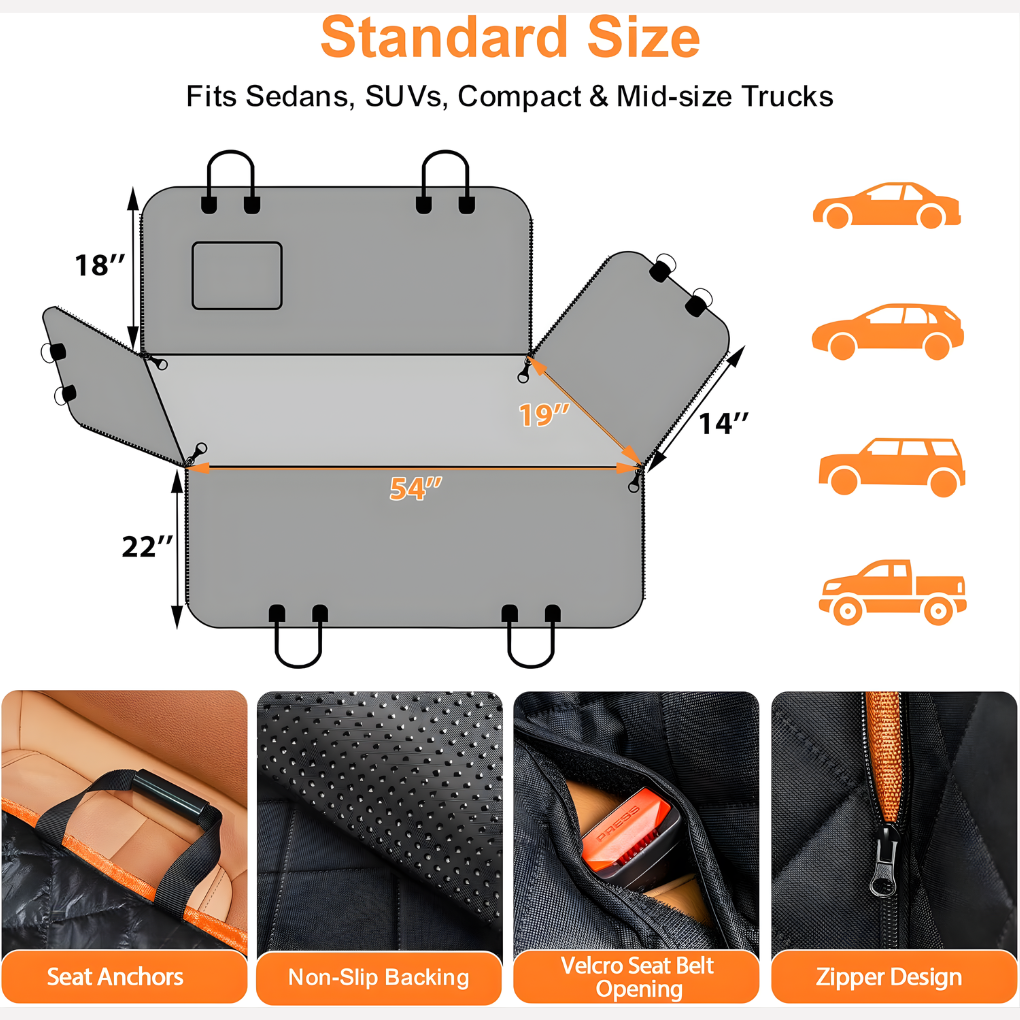 VierraSol | Funda de Asiento de Coche para Perros Impermeable y Acolchada