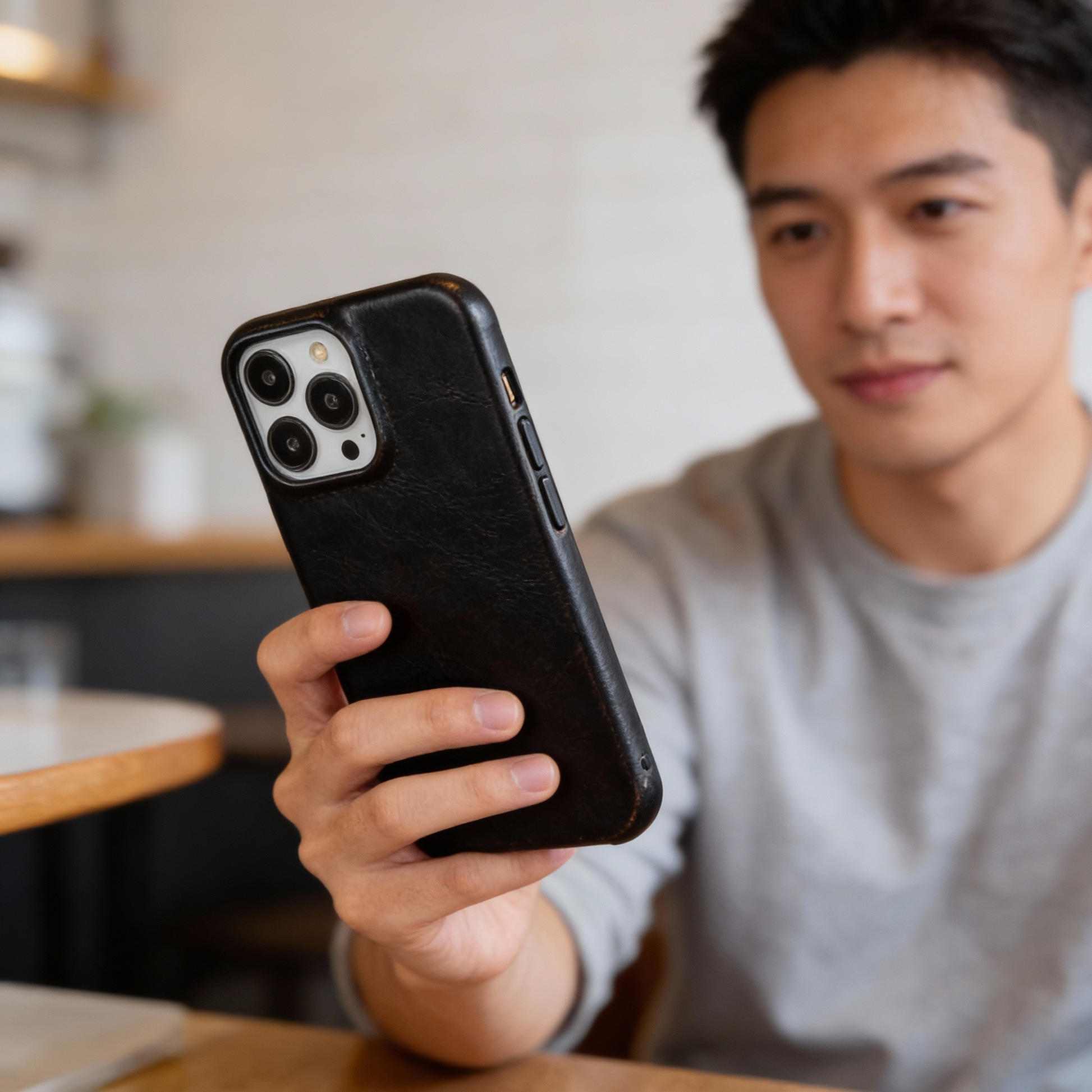 VierraSol | Funda de Cuero Genuino con Cera de Aceite para Apple iPhone
