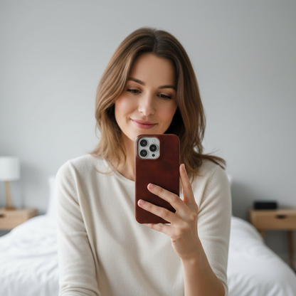 VierraSol | Funda de Cuero Genuino con Cera de Aceite para Apple iPhone