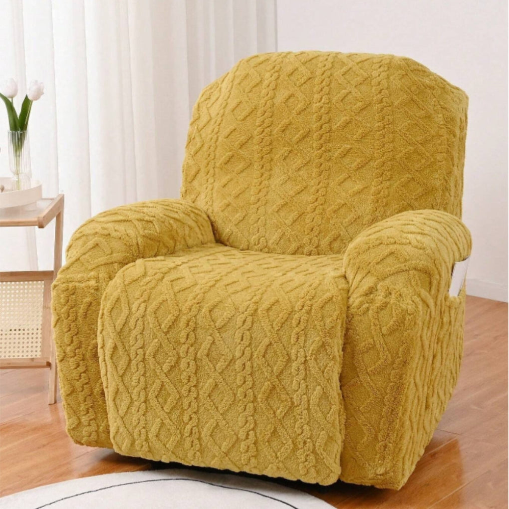 VierraSol | Funda de Sillón Reclinable de Terciopelo con Patrón de Punto de Cable
