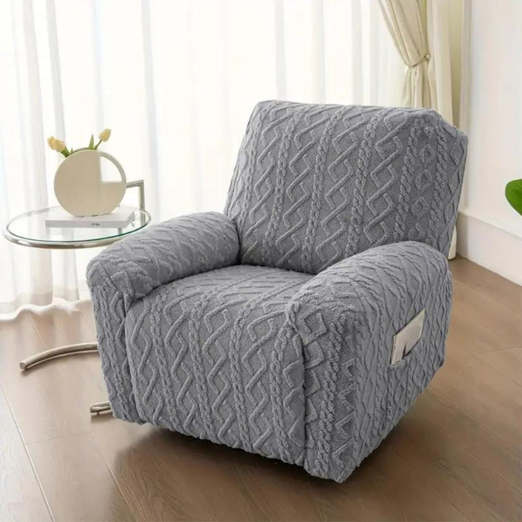 VierraSol | Funda de Sillón Reclinable de Terciopelo con Patrón de Punto de Cable