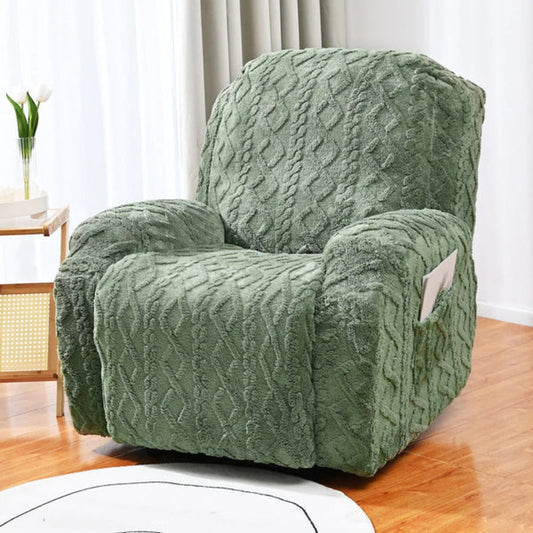 VierraSol | Funda de Sillón Reclinable de Terciopelo con Patrón de Punto de Cable
