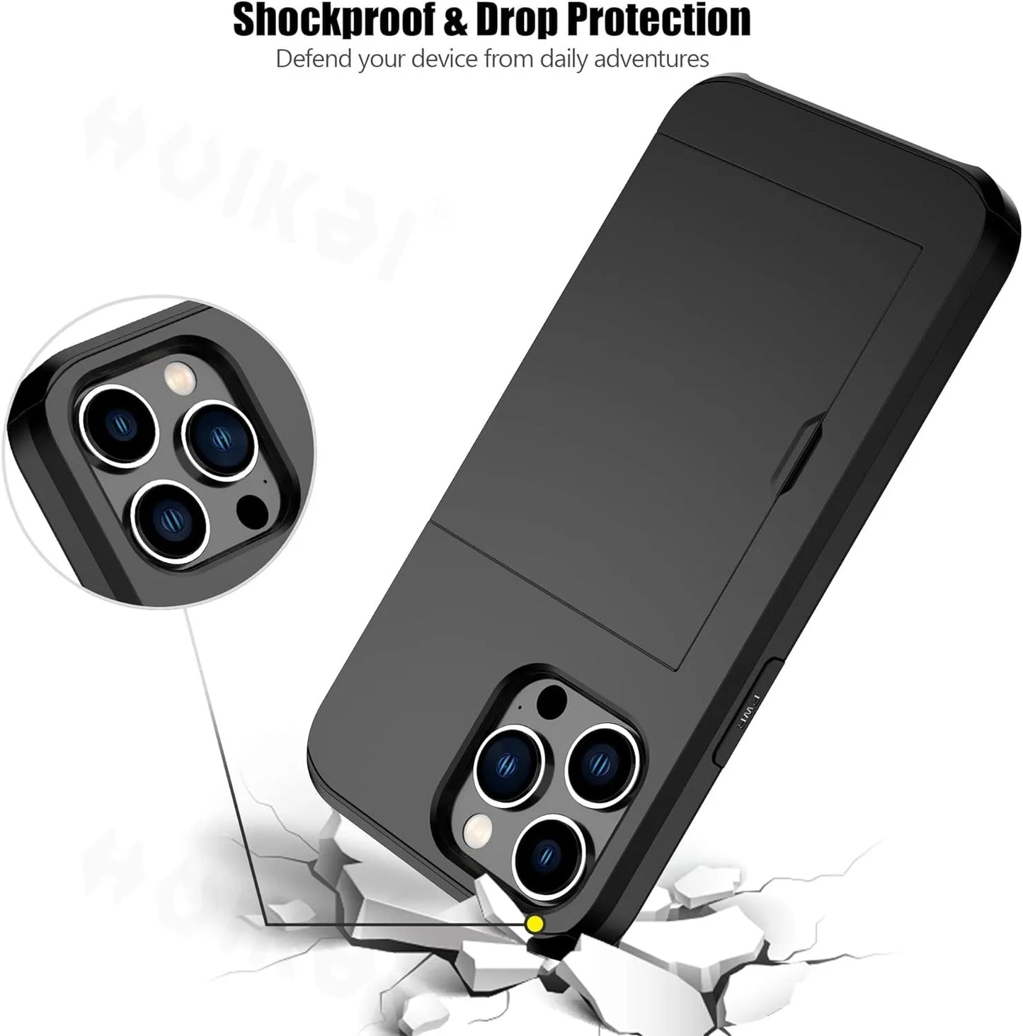 VierraSol | Funda LuxShield para iPhone con soporte para tarjetas | Diseño delgado | Almacenamiento de tarjetas | Protección y estilo