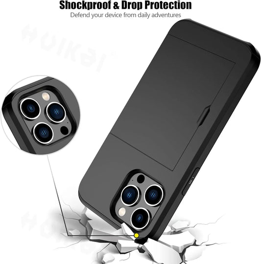 VierraSol | Funda LuxShield para iPhone con soporte para tarjetas | Diseño delgado | Almacenamiento de tarjetas | Protección y estilo