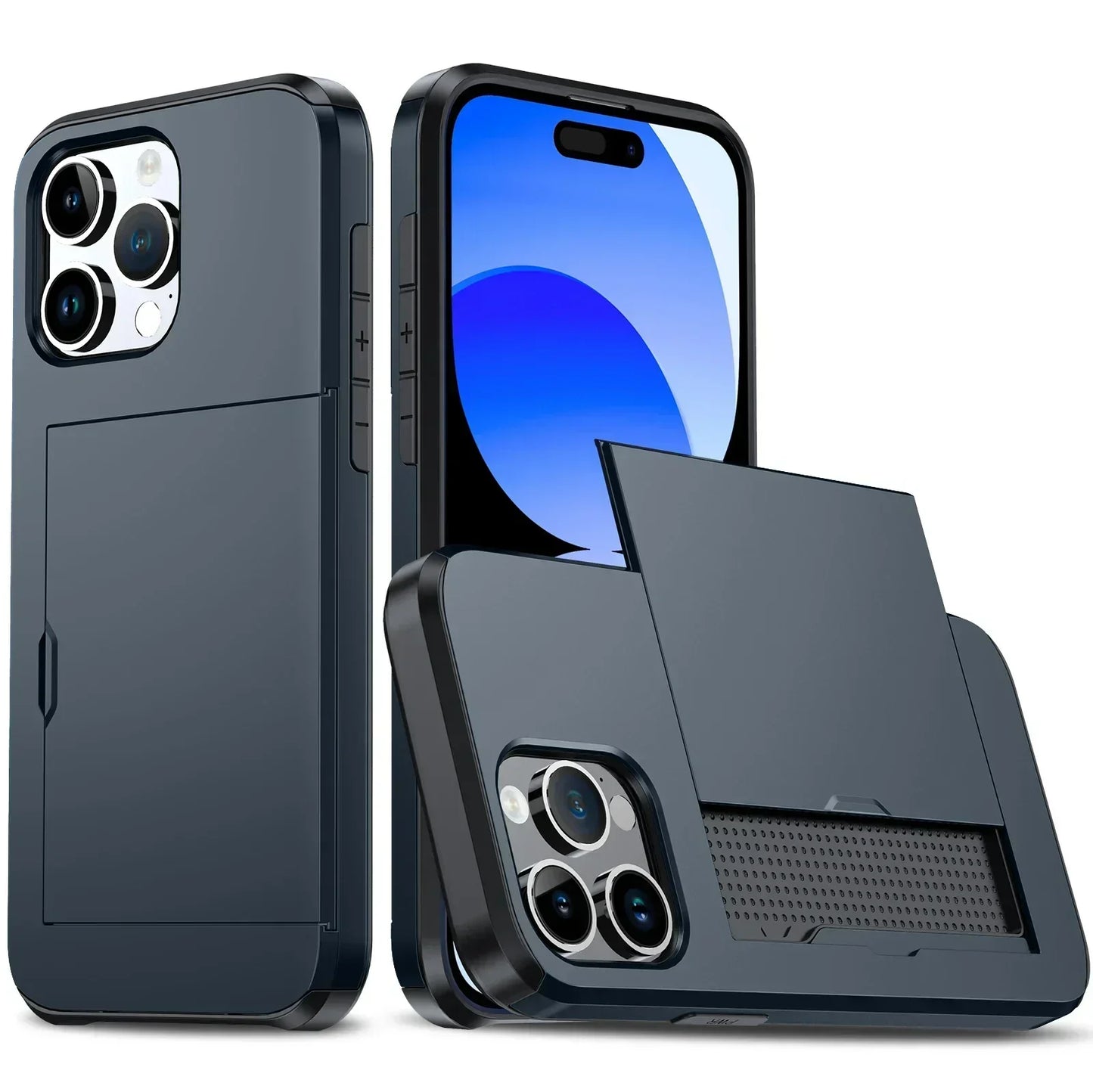 VierraSol | Funda LuxShield para iPhone con soporte para tarjetas | Diseño delgado | Almacenamiento de tarjetas | Protección y estilo