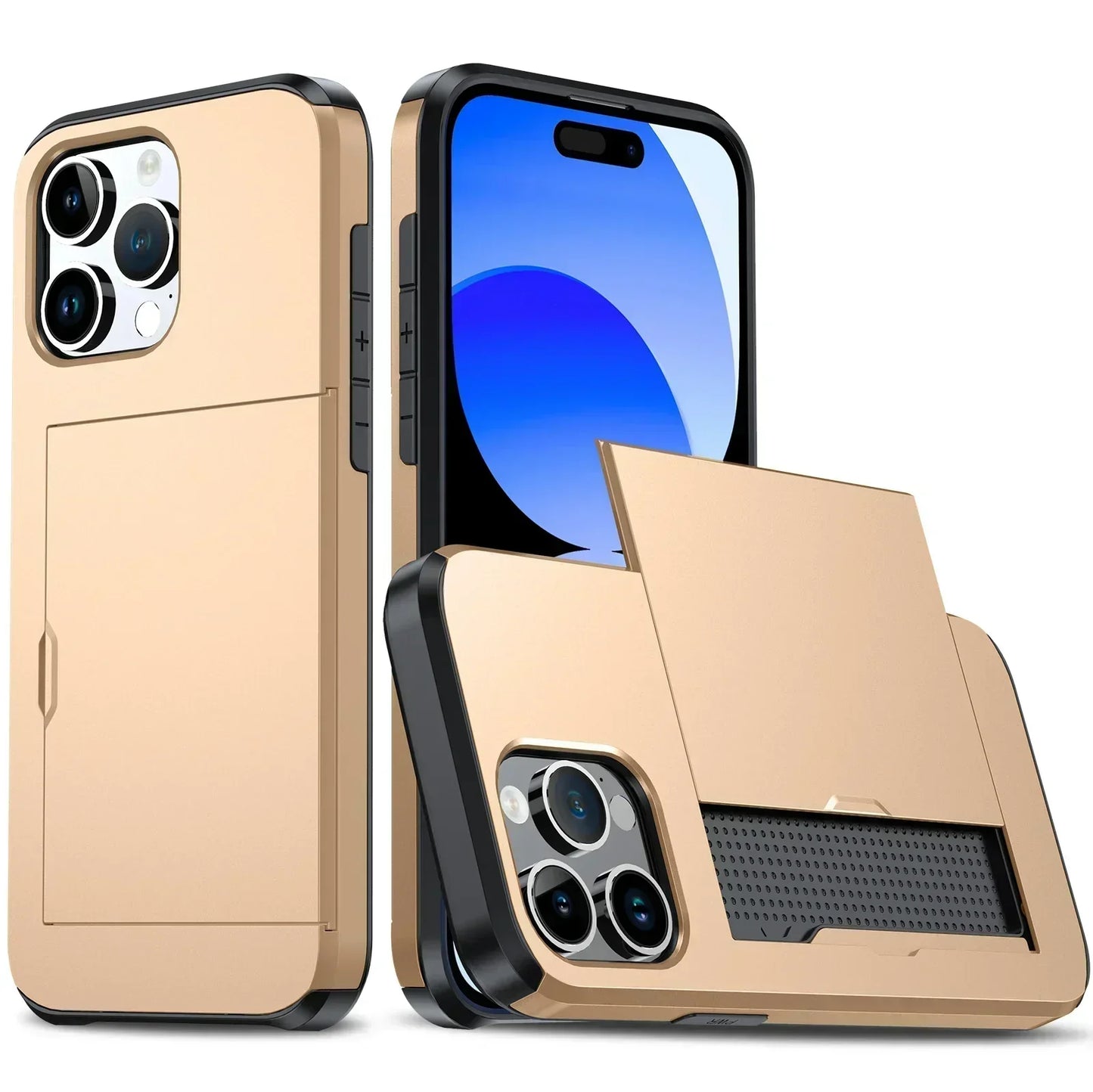 VierraSol | Funda LuxShield para iPhone con soporte para tarjetas | Diseño delgado | Almacenamiento de tarjetas | Protección y estilo