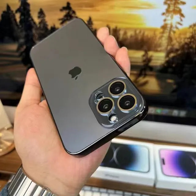 VierraSol | Funda para iPhone de vidrio templado acrílico galvanizado mate