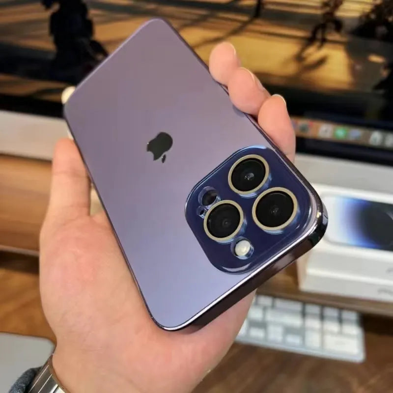 VierraSol | Funda para iPhone de vidrio templado acrílico galvanizado mate