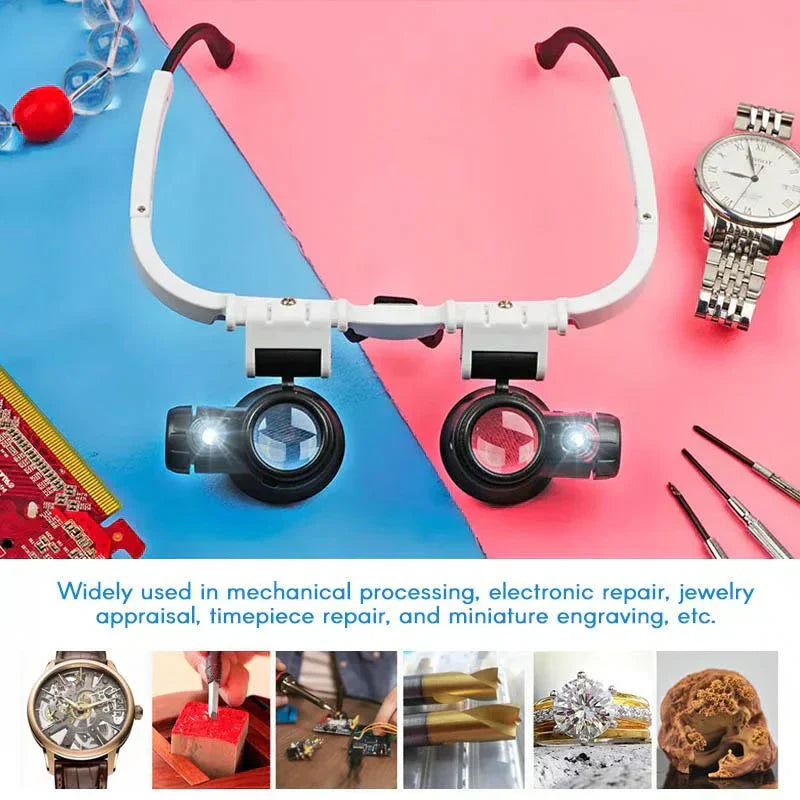 VierraSol | Gafas de aumento LED con 8x, 15x y 23x de aumento para visualización detallada y trabajo de precisión