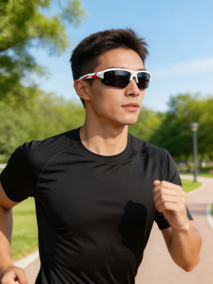 VierraSol | Gafas de Sol Deportivas para Hombre con Acentos Rojos