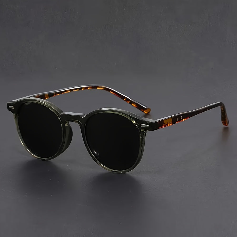 VierraSol | Gafas de Sol para Hombre RetroView – Gafas Redondas de Carey con Montura Ligera