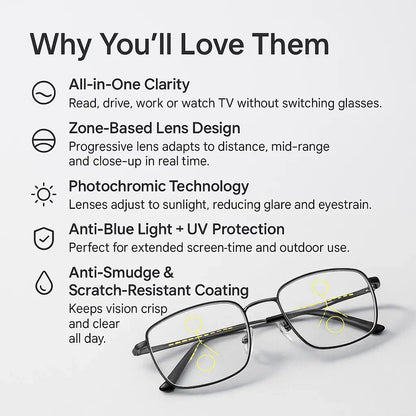 VierraSol | Gafas Multifocales Progresivas para una Visión Clara - Diseño Inteligente Alemán para el Uso Diario