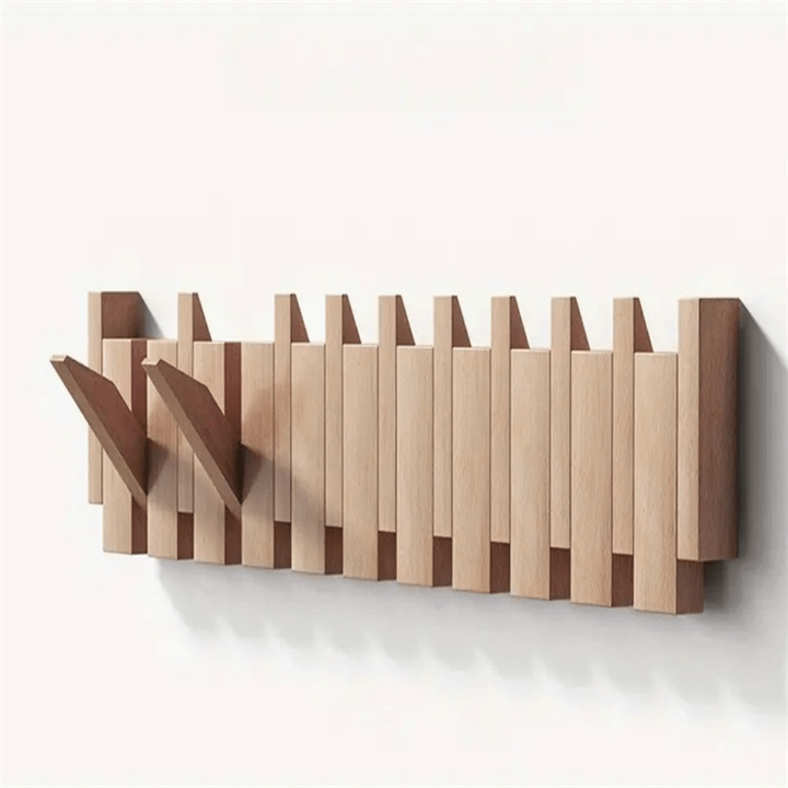 VierraSol | Gancho de Pared en Diseño de Piano | Madera Hecha a Mano | Natural