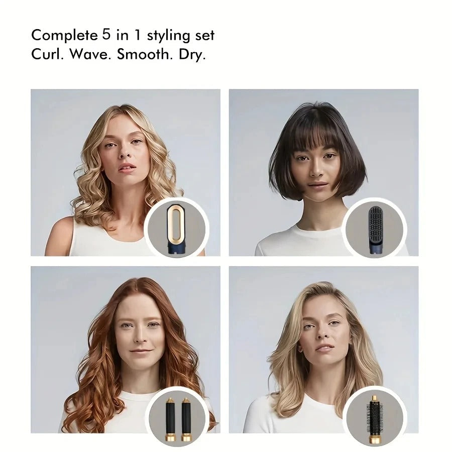 VierraSol | Glossify Estilizador de Cabello 5 en 1 | Cepillo de Aire Caliente de 1000W con Tecnología Iónica