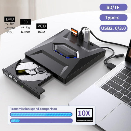 VierraSol | Grabadora externa de DVD CD RW con hub USB y lector de tarjetas