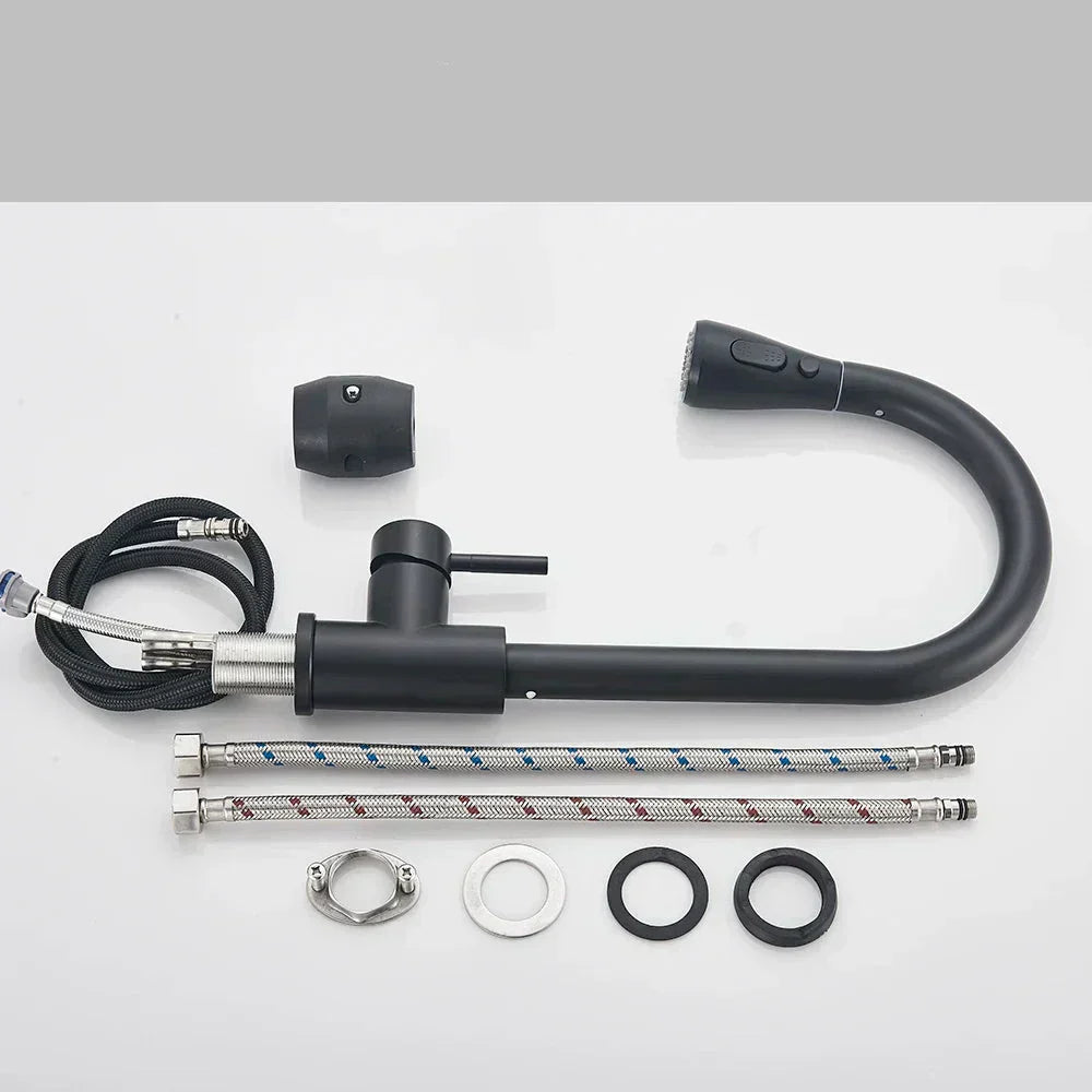 VierraSol | Grifo Extraíble con Mezclador de Palanca Única – Grifo Flexible con Función de Ducha, Acero Inoxidable de Alta Calidad, Ideal para Cocinas Modernas, Fácil Instalación