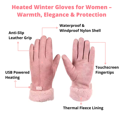 VierraSol | Guantes Calentados para Mujeres Reino Unido – Guantes Térmicos Impermeables de Invierno para Damas con Pantalla Táctil y Diseño Cargable por USB